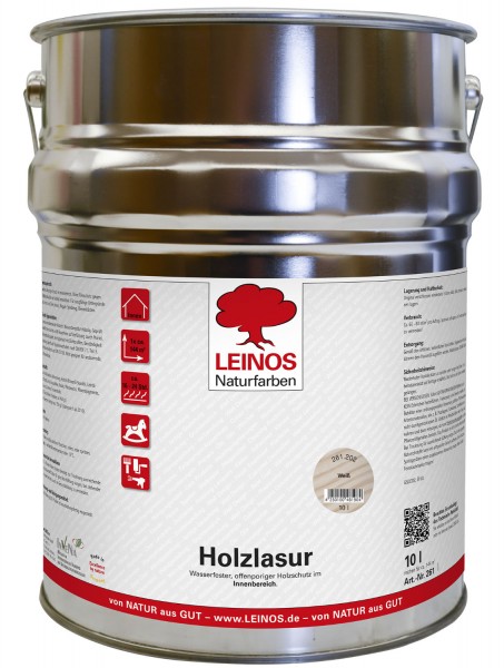 Holzlasur für innen 261 Weiß 10 l